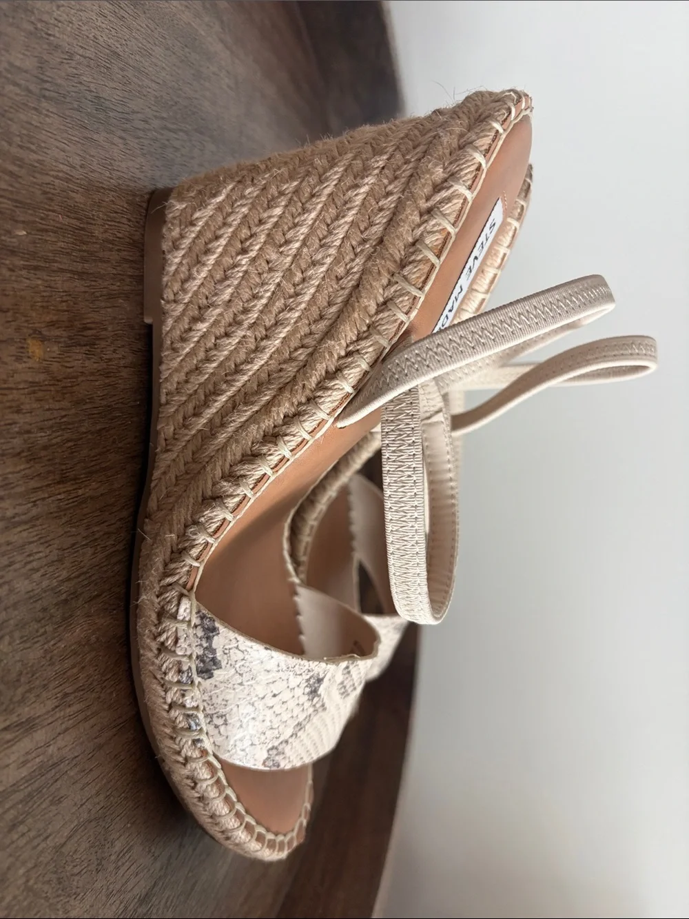 Steve Madden Neutral Snake-Print Espadrille Wedge Sandals